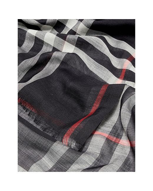 Burberry Black Vy Giant Check Fringed-trim Wool And Silk-blend Scarf