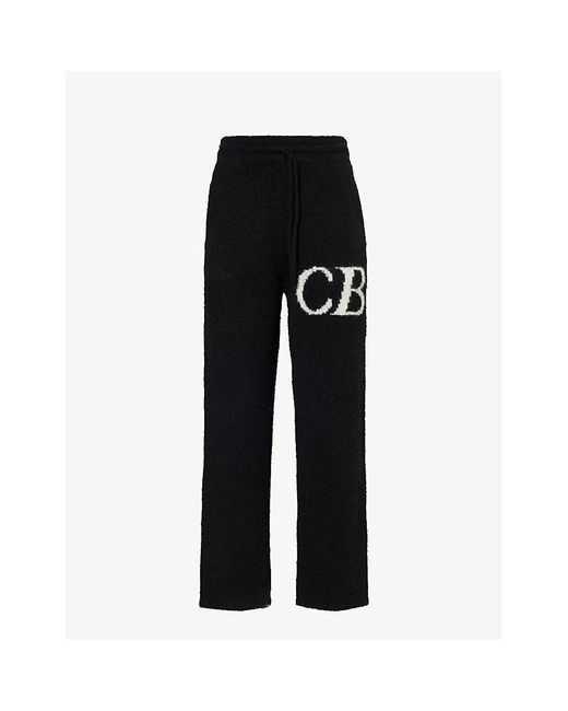 Cole Buxton Black Cb Logo-knit Relaxed-fit Wool-blend Trousers X for men