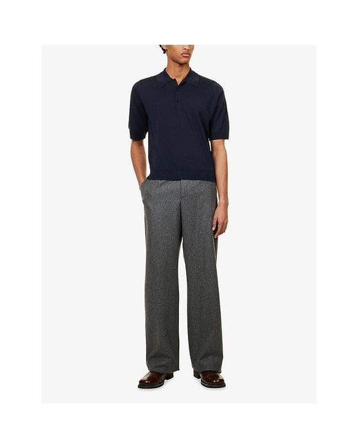 John Smedley Blue X Bill Nighy Short-Sleeve Merino Wool Polo Shirt for men