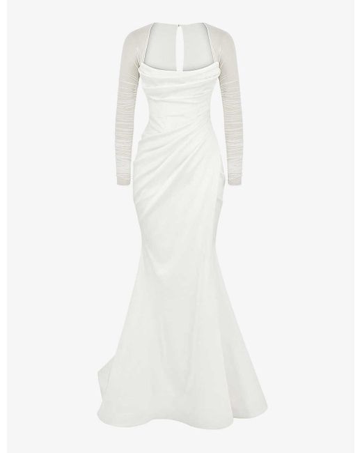 House Of Cb White Elise Sweetheart-neckline Corset-satin Bridal Gown