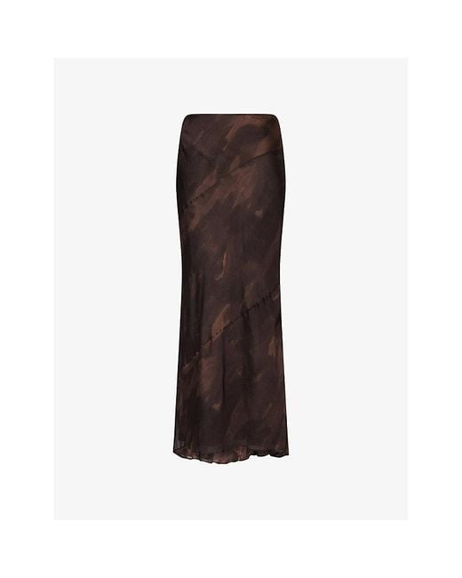 Dissh Brown Willow Bias-Cut Woven Midi Skirt