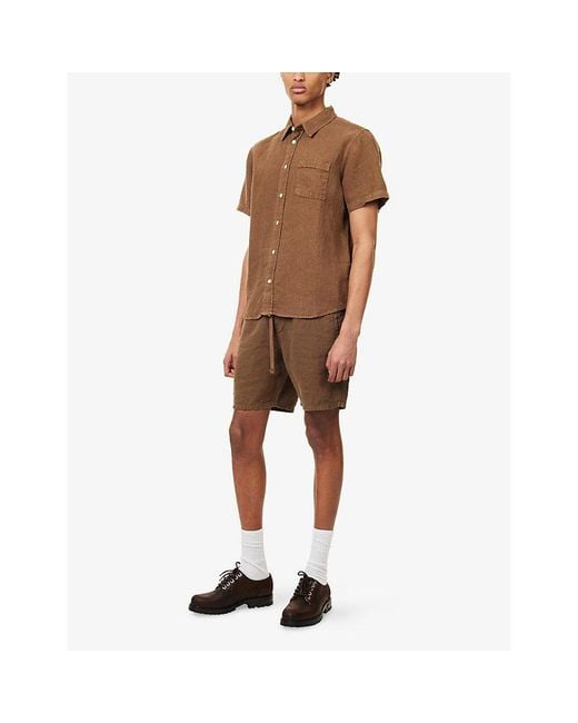 Citizens of Humanity Brown Drawstring Relaxed-Fit Linen Deck Shorts for men