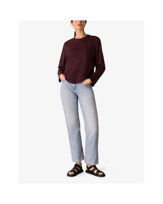 Whistles Red Relaxed-Fit Long-Sleeve Cotton T-Shirt