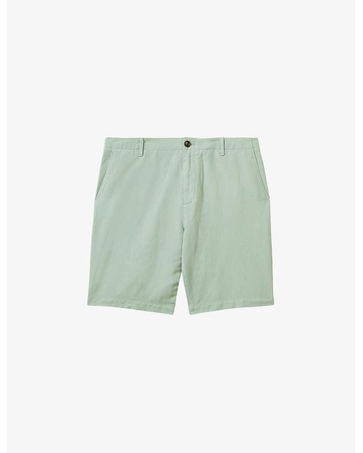 Reiss Green Ezra Straight-leg Relaxed-fit Linen-blend Shorts for men
