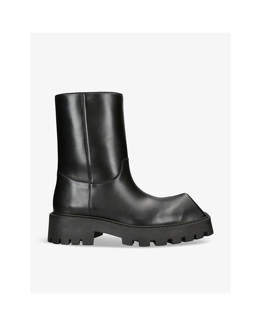 Balenciaga Black Rhino Chunky-sole Leather Boots for men