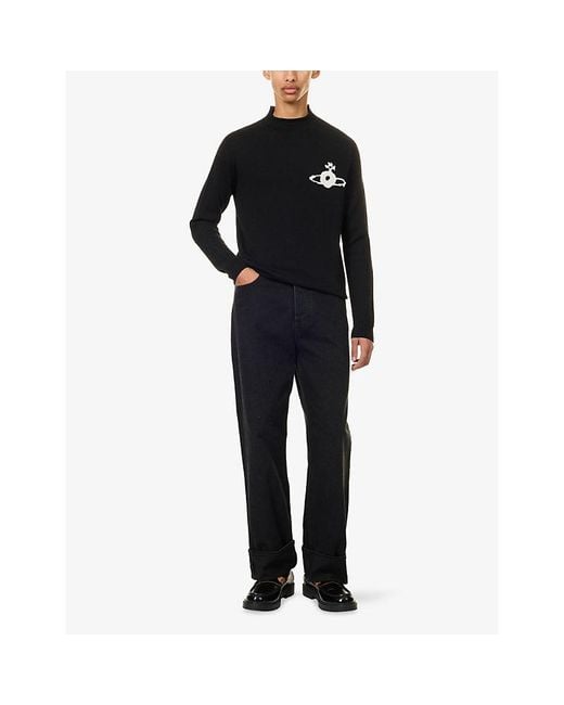 Vivienne Westwood Black Fisherman Orb Wool Jumper for men