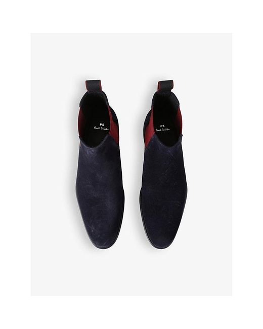 Paul Smith Blue Vy Cedric Panelled Suede Chelsea Boots for men
