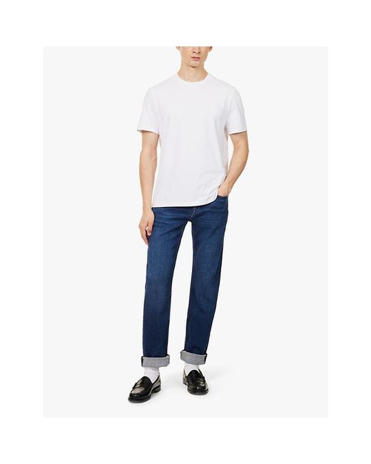 7 For All Mankind White Luxe Crew-Neck Regular-Fit Stretch-Cotton T-Shirt for men