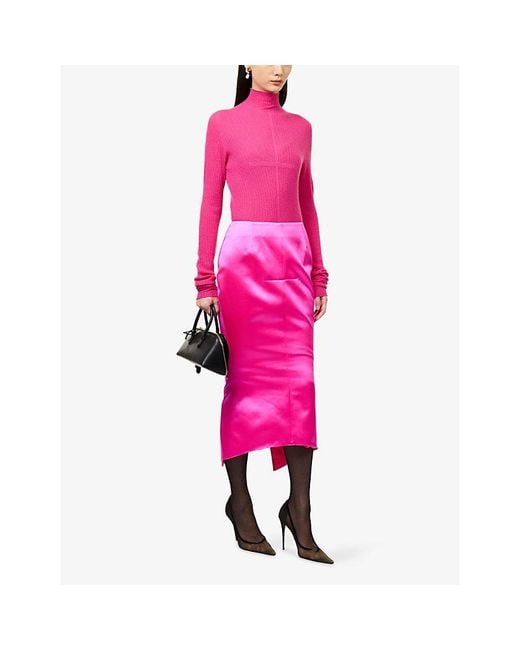 MATIERES FECALES Pink Forever Turtleneck Knitted Wool Jumper