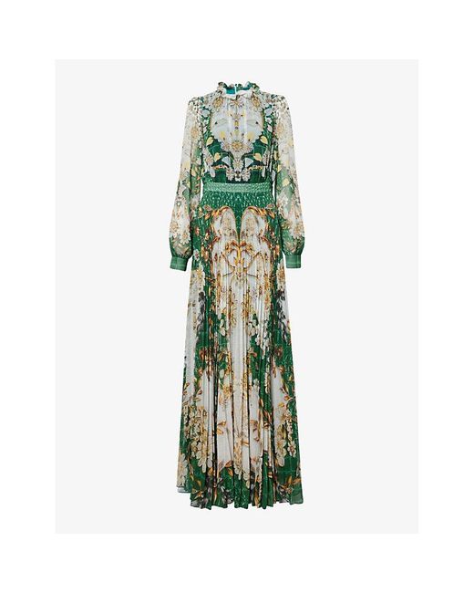 Mary Katrantzou Green Selene Floral-pattern Woven Maxi Dress