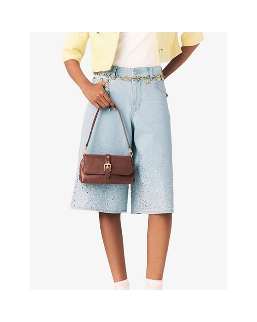 Maje Brown Miss M Leather Shoulder Bag