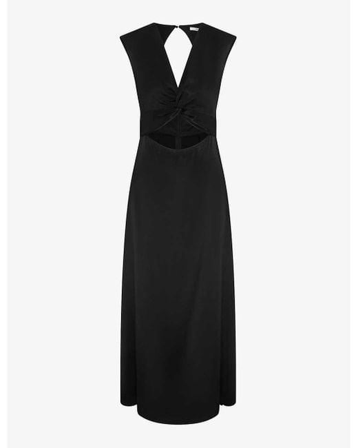 OMNES Black Marin Twist Woven Midi Dress