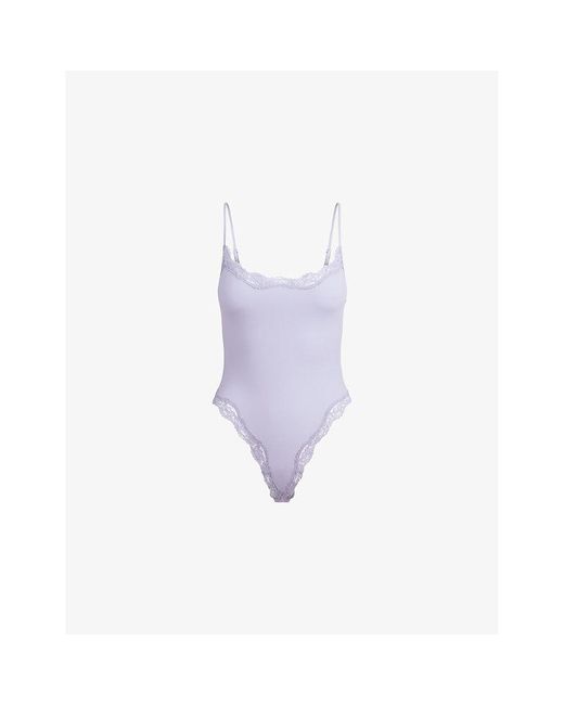 Skims Purple Fits Everybody Lace Cami Jersey Bodysuit