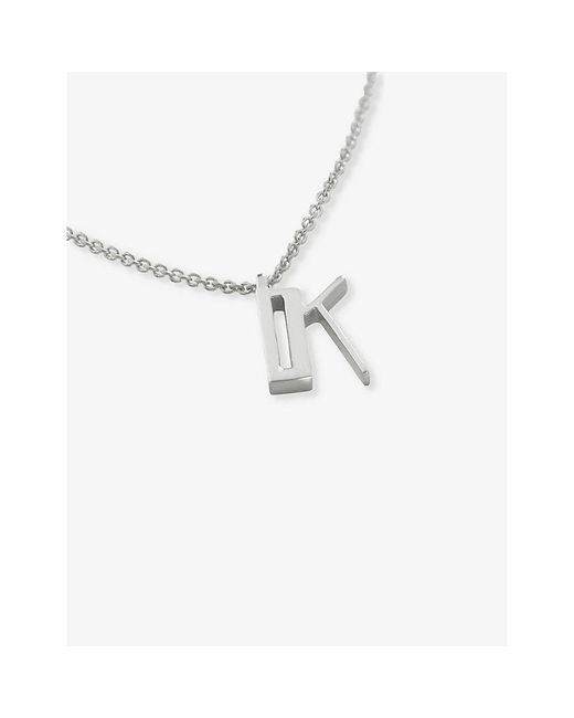 Monica Vinader White K Letter-Charm Sterling- Pendant Necklace