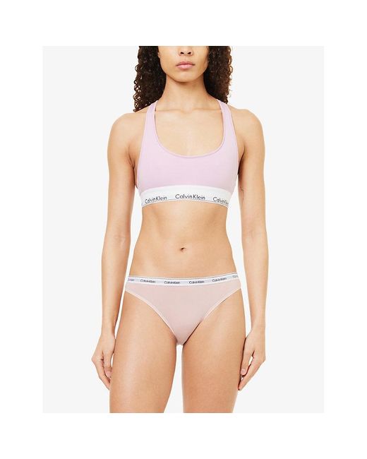 Calvin Klein Pink Modern Branded-waistband Stretch-cotton Briefs X