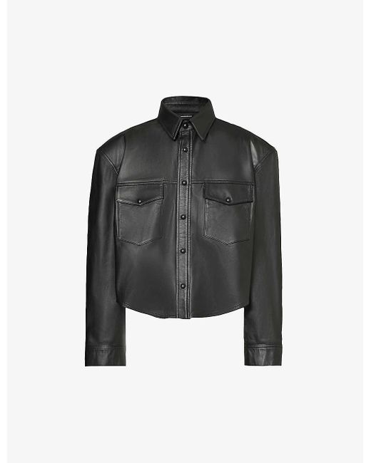 Wardrobe NYC Black Cropped Leather Shirt