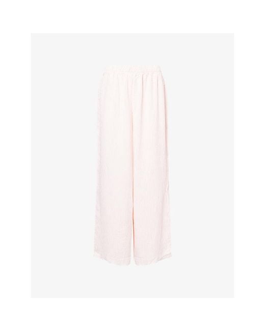 Lounge Underwear Pink Crinkle Wide-Leg Woven Pyjama Bottoms