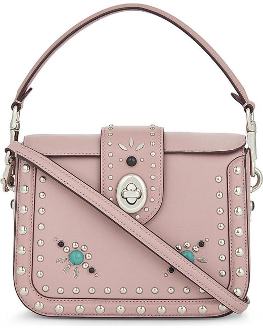 COACH Pink Western Rivets Page Leather Cross-body Bag