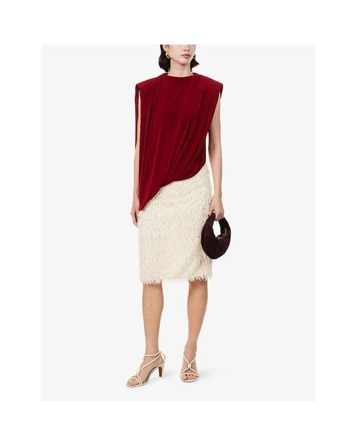 Camilla & Marc Red Ravine Draped Stretch-Jersey Top