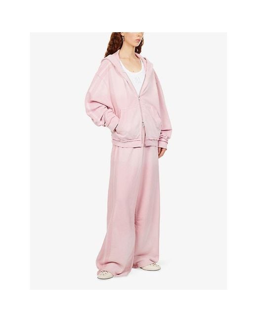 Jaded London Pink Sporty Striped Monster Cotton-Jersey Hoody