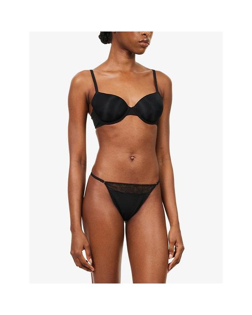 Calvin Klein Gray Geo Stretch-Lace Thong