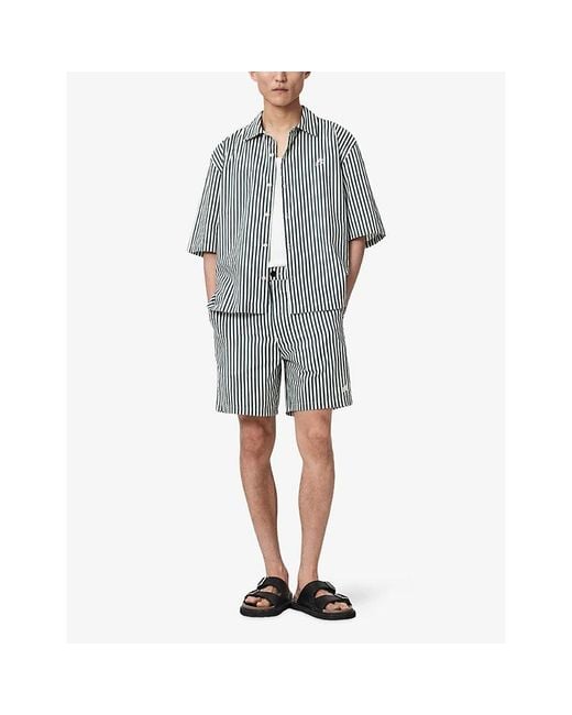 AllSaints Blue Chopin Striped-Print Regular-Fit Cotton Shorts for men