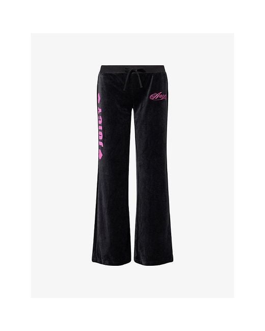 Juicy Couture Black Angel Straight-Leg Velour Jogging Bottoms