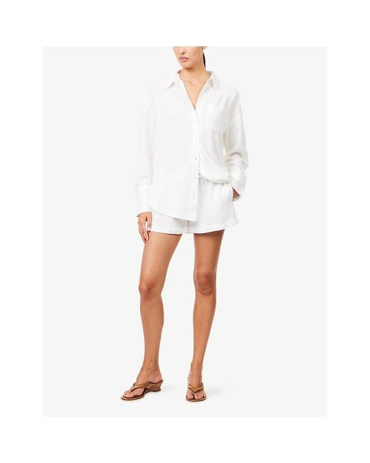 WE Are Tala White Drawstring Linen-Blend Shorts