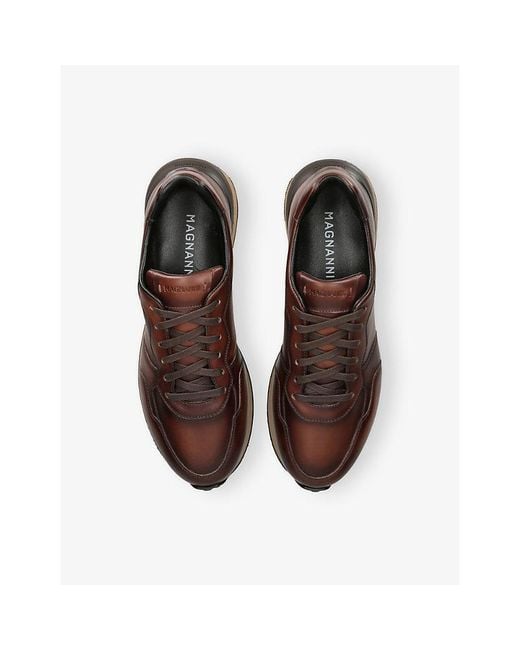 Magnanni Shoes Brown Syros Leather Trainers for men