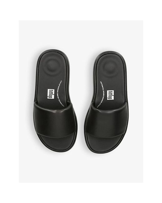 Fitflop Black Iqushion Deluxe Ergonomic Leather Slides