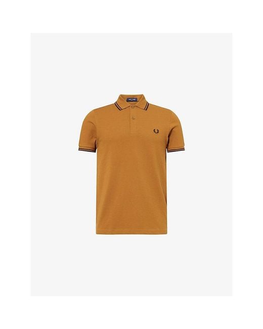 Fred Perry Brown Twin-Tipped Collared Cotton Polo Shirt for men