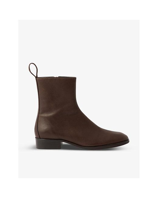 Soeur Brown West Round-toe Smooth-leather Heeled Ankle Boots
