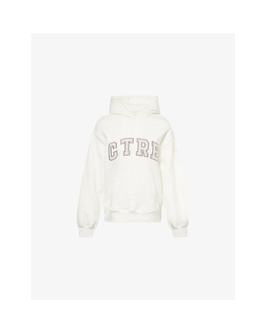 The Couture Club White Ctre Relaxed-Fit Cotton-Jersey Hoodie