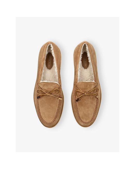 Tod's Natural Gomma Shearling-Lined Suede Loafers