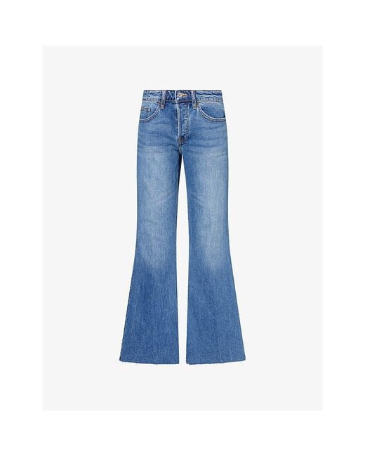 GOOD AMERICAN Blue Vintage Low Relaxed Flare-Leg Denim Jeans
