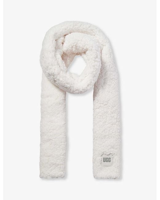 Ugg White Brand-patch Textured Faux-fur Scarf