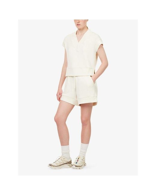 Varley White Atrium High-Rise Jersey Shorts