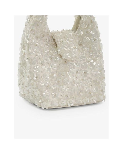 Dune White Bridal Bouquette Sequin-embellished Woven Cross-body Bag