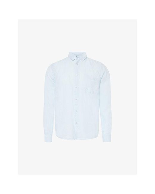 Vilebrequin White Caroubis Brand-Embroidered Linen Shirt for men