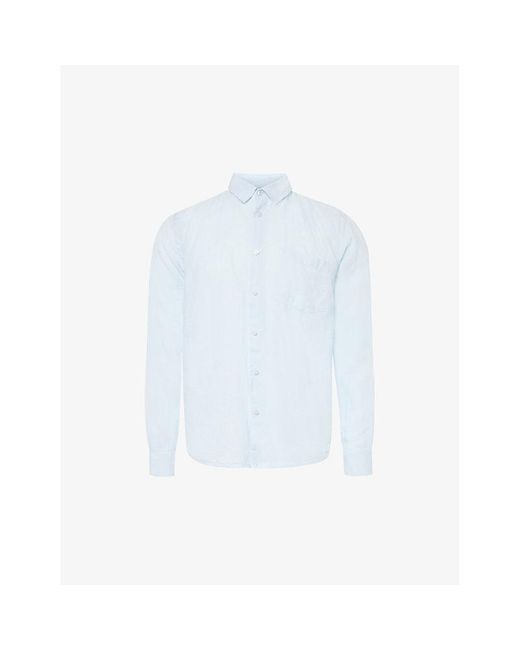 Vilebrequin White Caroubis Brand-embroidered Linen Shirt for men