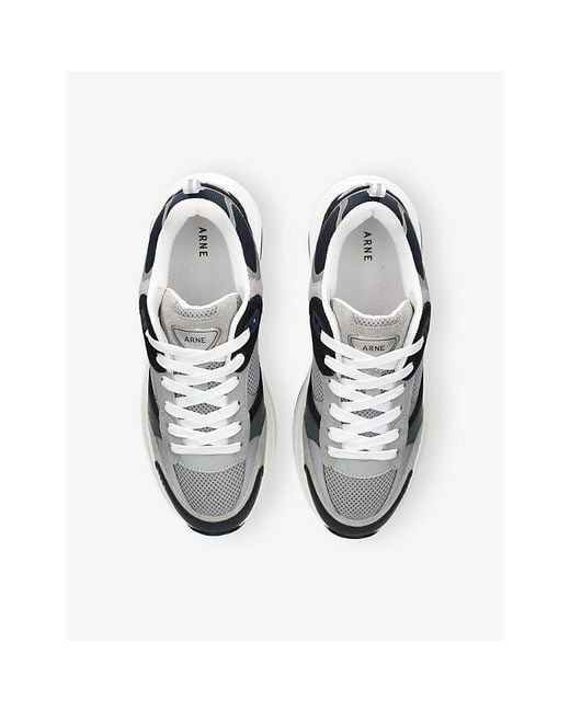 Arne White Flow Runner Leather, Suede And Mesh Trainers for men