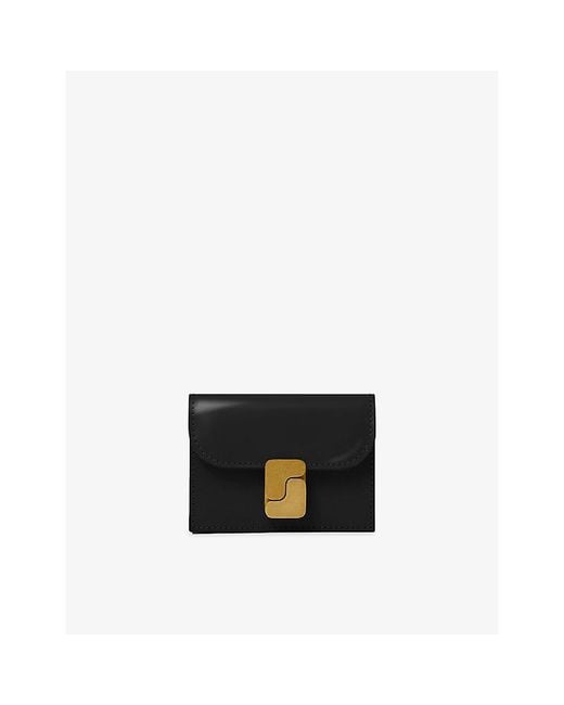 Soeur Black Aube 'S'-Monogram Cowhide Cardholder