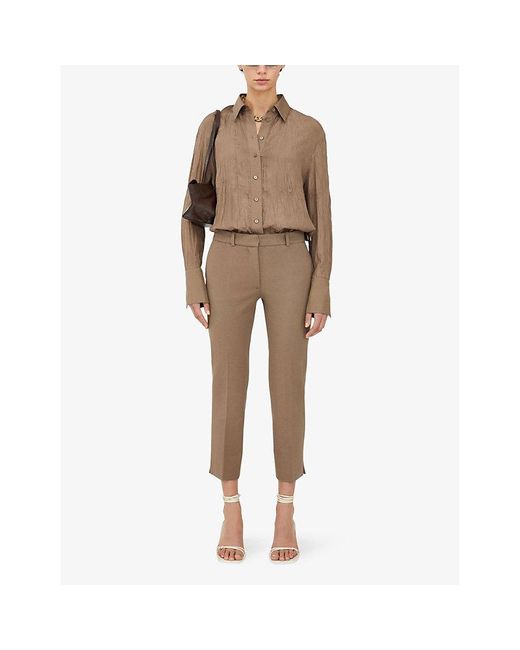 Joseph Natural Bing Pressed-crease Straight-leg Mid-rise Stretch-woven Trousers