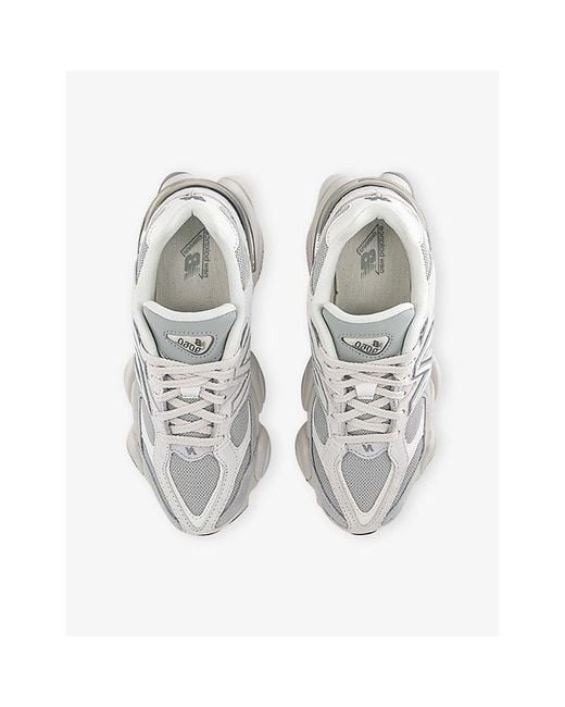 New Balance White 9060 Suede And Mesh Trainers for men