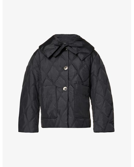 Ganni Ripstop Quilted Recycledpolyester Jacket in Black Lyst