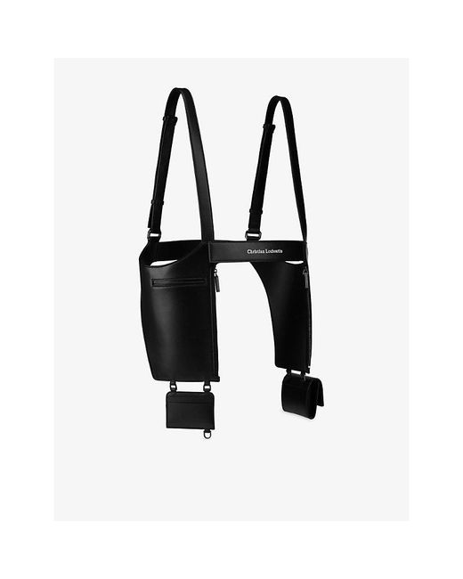 Christian Louboutin Black Branded Leather Harness Vest for men