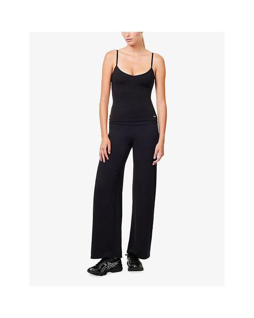 WE Are Tala Blue Softset Fold-Waist Wide-Leg Stretch Trousers