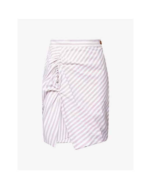 Vivienne Westwood Multicolor Panther Gathered Stripe Cotton Mini Skirt