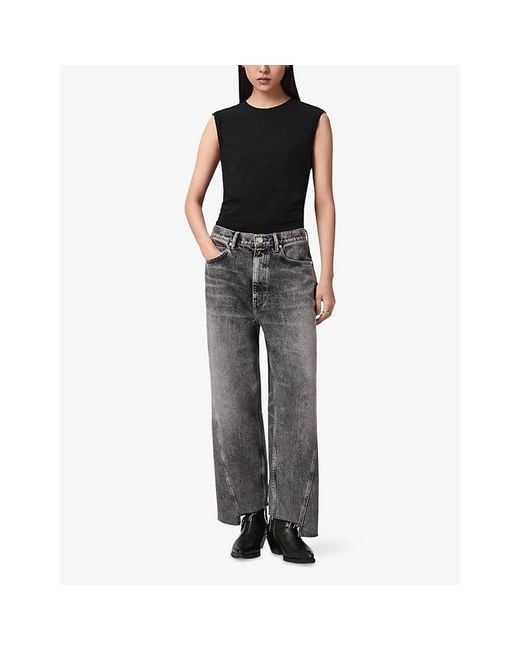 AllSaints Gray Fox Faded Straight-Leg Denim Jeans