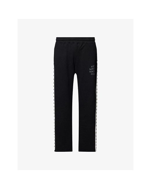 ANTI SOCIAL SOCIAL CLUB Black Studded Straight-Leg Cotton-Jersey Jogging Bottoms for men